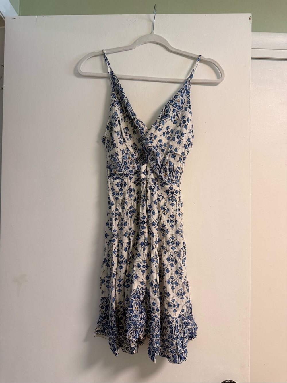 Blue Floral Spaghetti-Strap Summer Dress